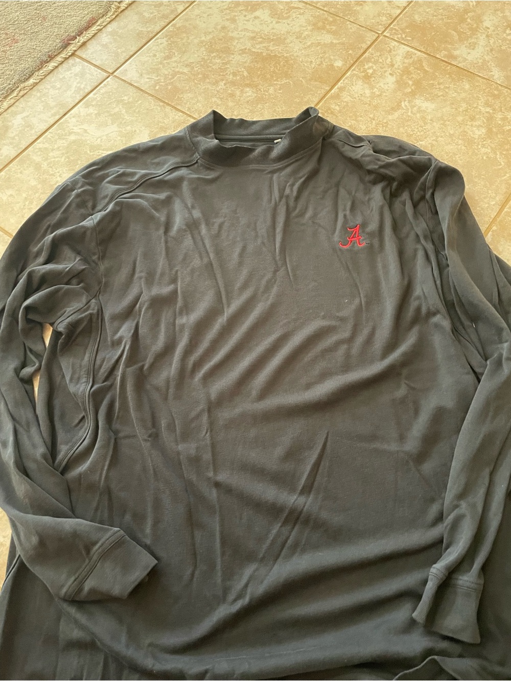 Cutter & Buck Black Long-Sleeve Top with Red 'A' Chest Logo